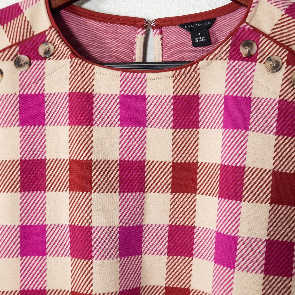 Ann Taylor Pink Plaid Sleeveless Top Size S Preppy Academia Heritage NWT - Picture 3 of 8